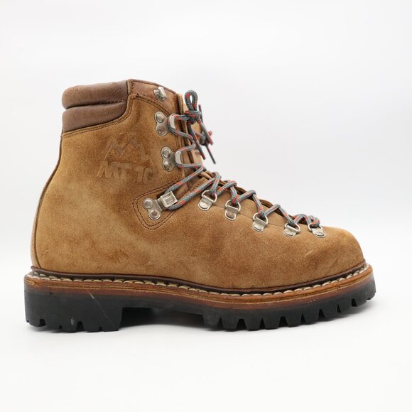 Vintage  MT 10 Men's 8 Trekking Mountaineering Hiking Suede Boots Vibram Sole - Picture 1 of 15